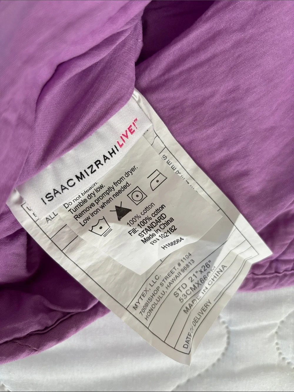 2 Isaac Mizrahi Cotton Quilted Pillow Shams Envelope back Lilac Purple Pair